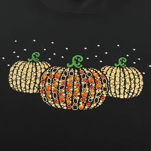 🍁Karen Scott Black Knit Fall Embellished Top NWT